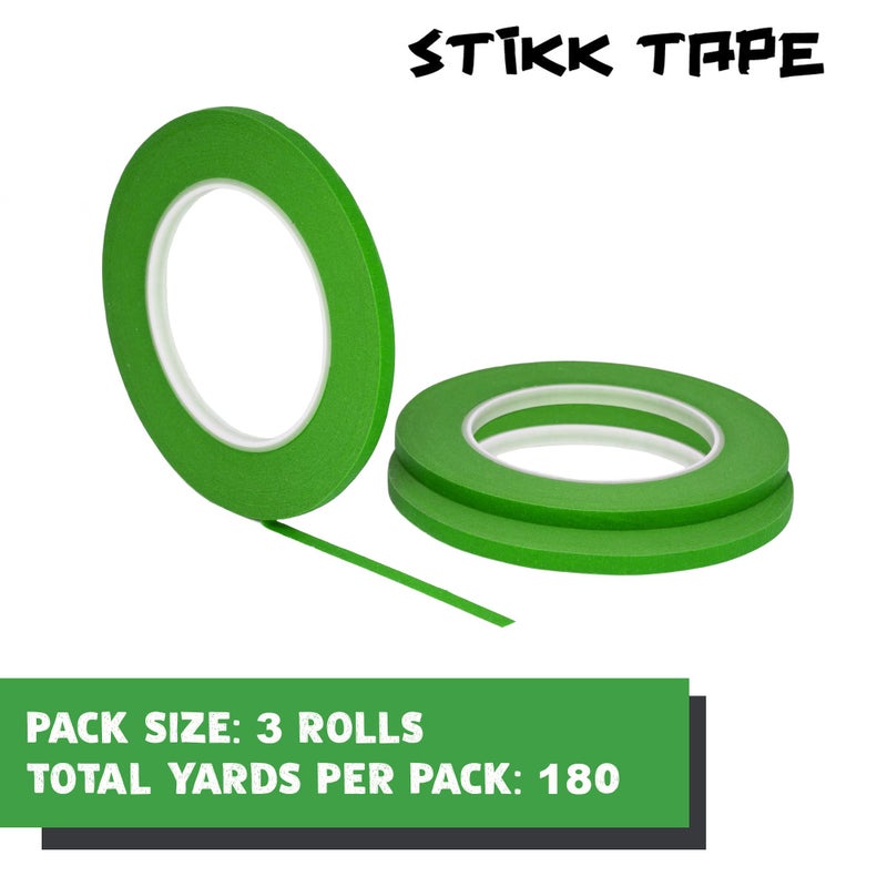 STIKK Painters Tape - 3pk Green Painter Tape - 1/4 inch x 60 Yards - Paint Tape for Painting, Edges, Trim, Ceilings - Masking Tape for DIY Paint Projects - Residue-Free Painting Tape - Image 3